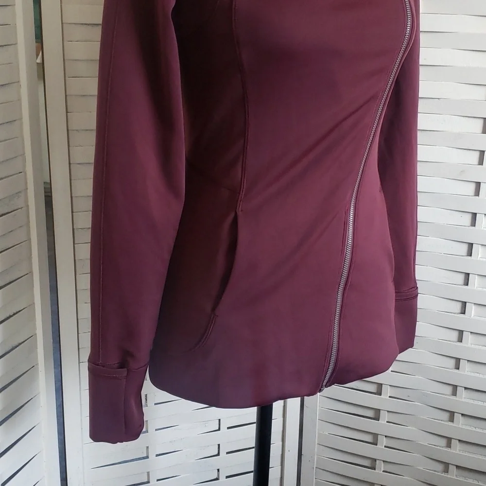 Lululemon Athletica Every Journey burgundy full angle zip women's hoodie size 4